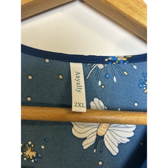 Anyalli Top Blouse Plus Size 2X Butterfly Novelty Print Lightweight Shiffon - Picture 3 of 9